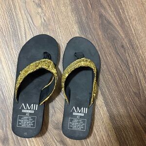 Black and Gold Women's Sandals